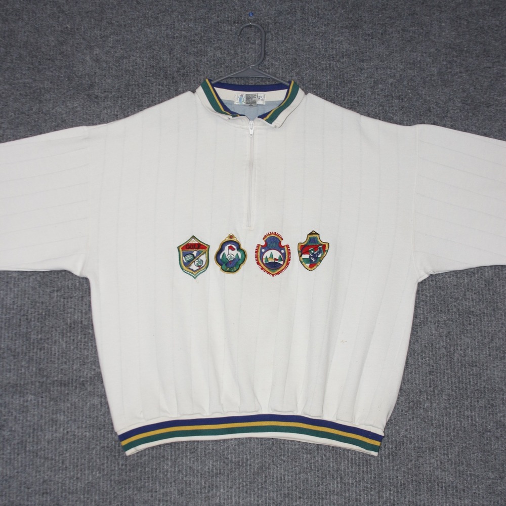 Players by Van Heusen Mens XL White Golf Crest Quarter Zip Pullover Sweatshirt